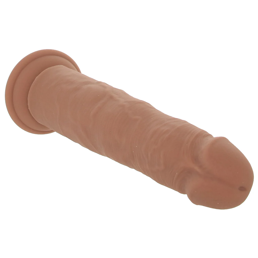 Silicone Studs Vibrating & Thrusting Dildo in Brown - Image 2