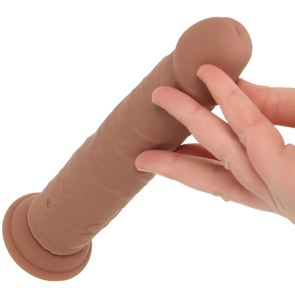 Silicone Studs Vibrating & Thrusting Dildo in Brown - Image 6