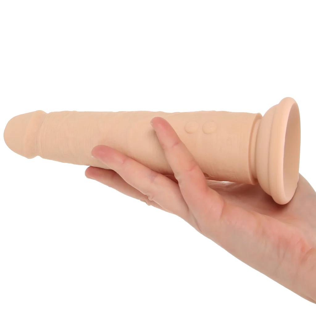 Silicone Studs Vibrating & Thrusting Dildo in Light - Image 4