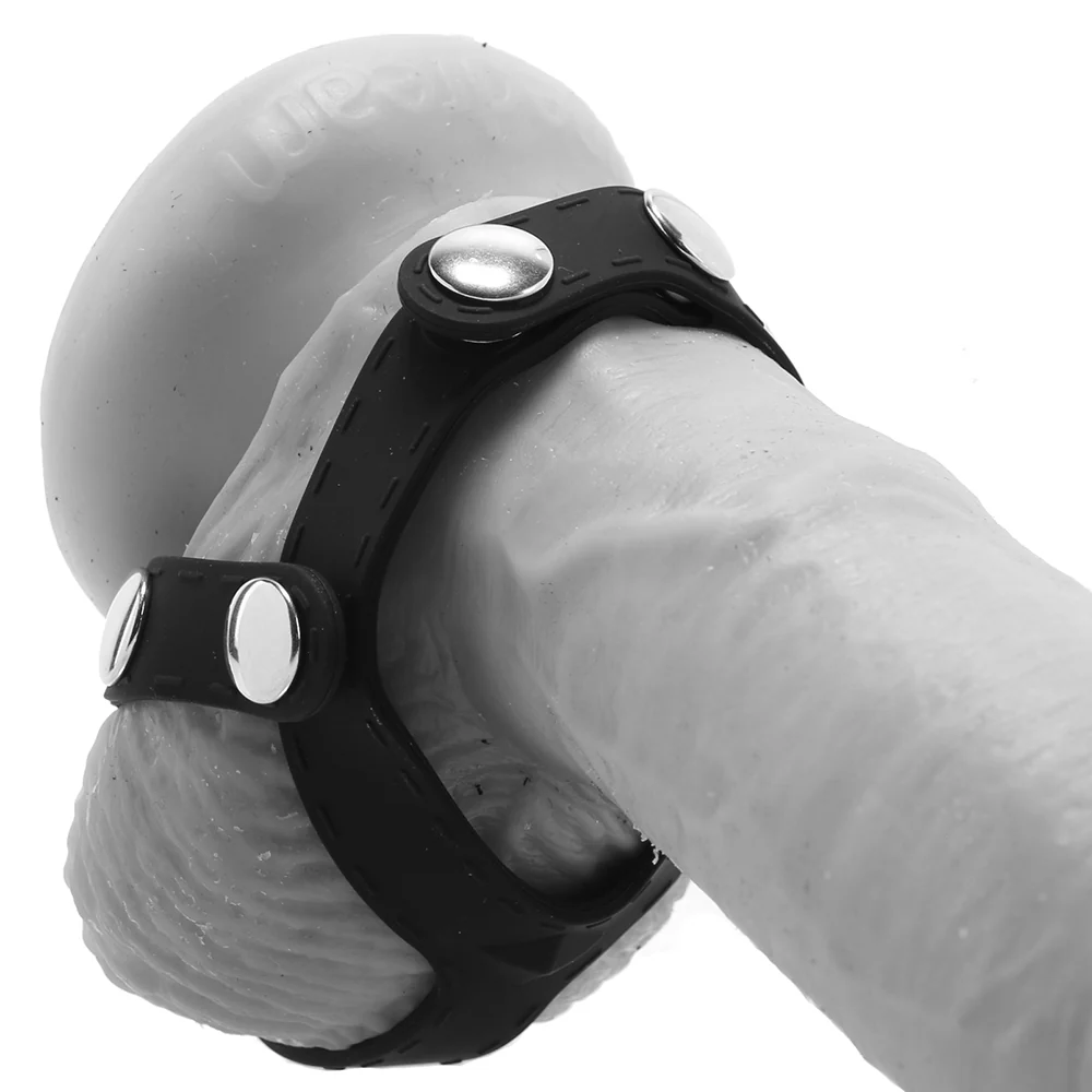 Blue Line Silicone T-style Cock Ring With Ball Divider - Image 2