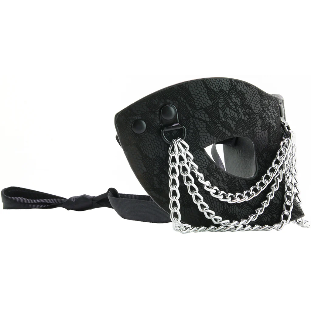 Sincerely Chained Lace Mask in Black - Image 2