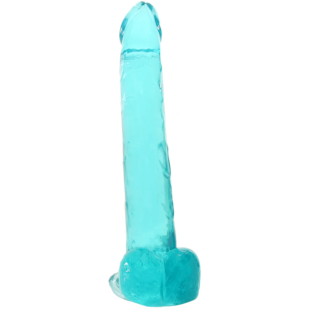 Size Queen 10 Inch Jelly Dildo in Teal - Image 2