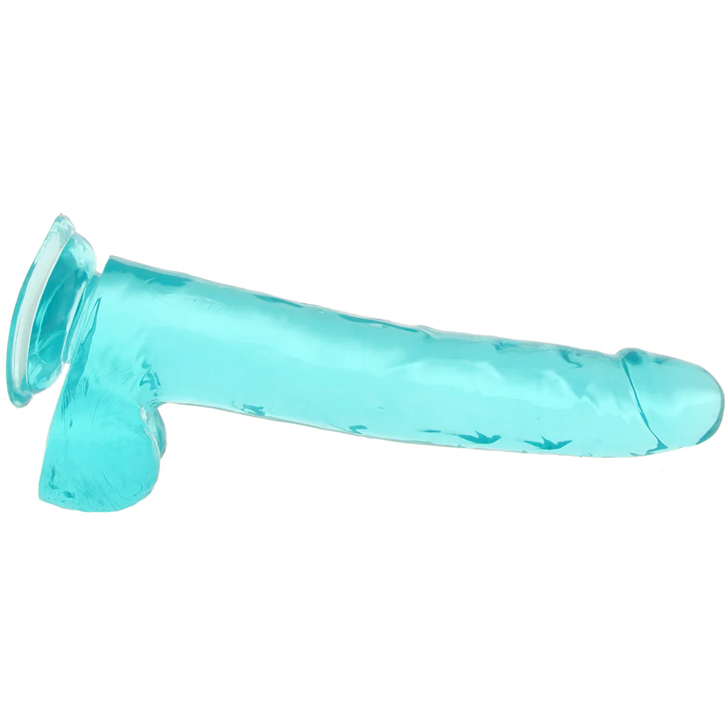 Size Queen 10 Inch Jelly Dildo in Teal - Image 3