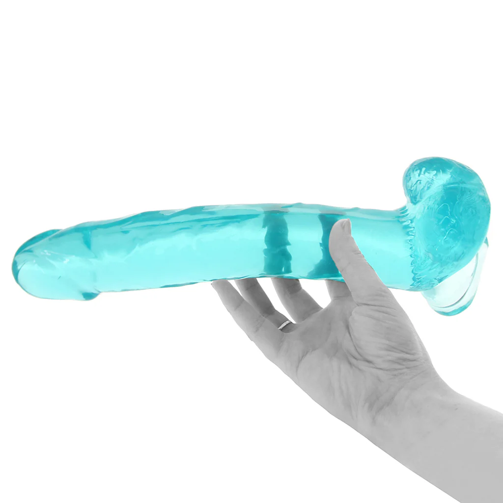 Size Queen 10 Inch Jelly Dildo in Teal - Image 4