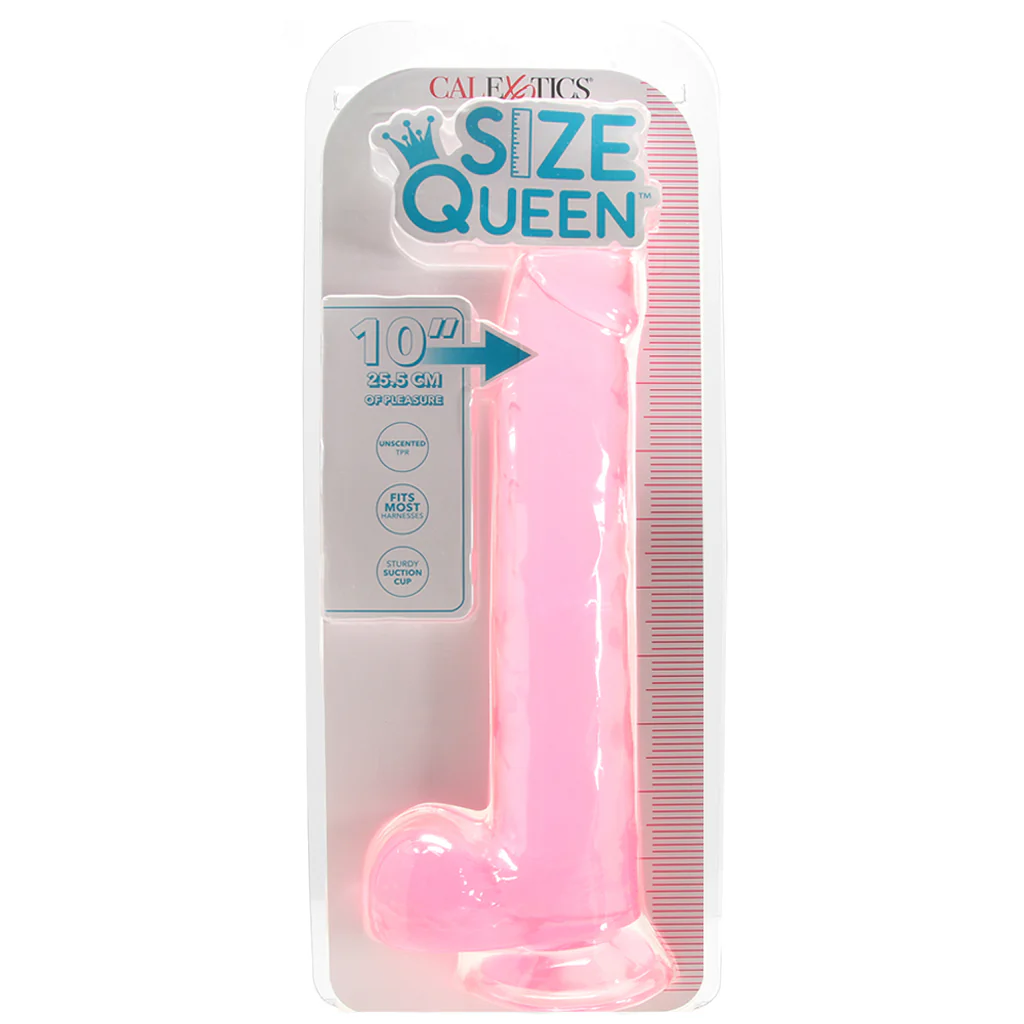 Size Queen 10 Inch Jelly Dildo in Pink - Image 6