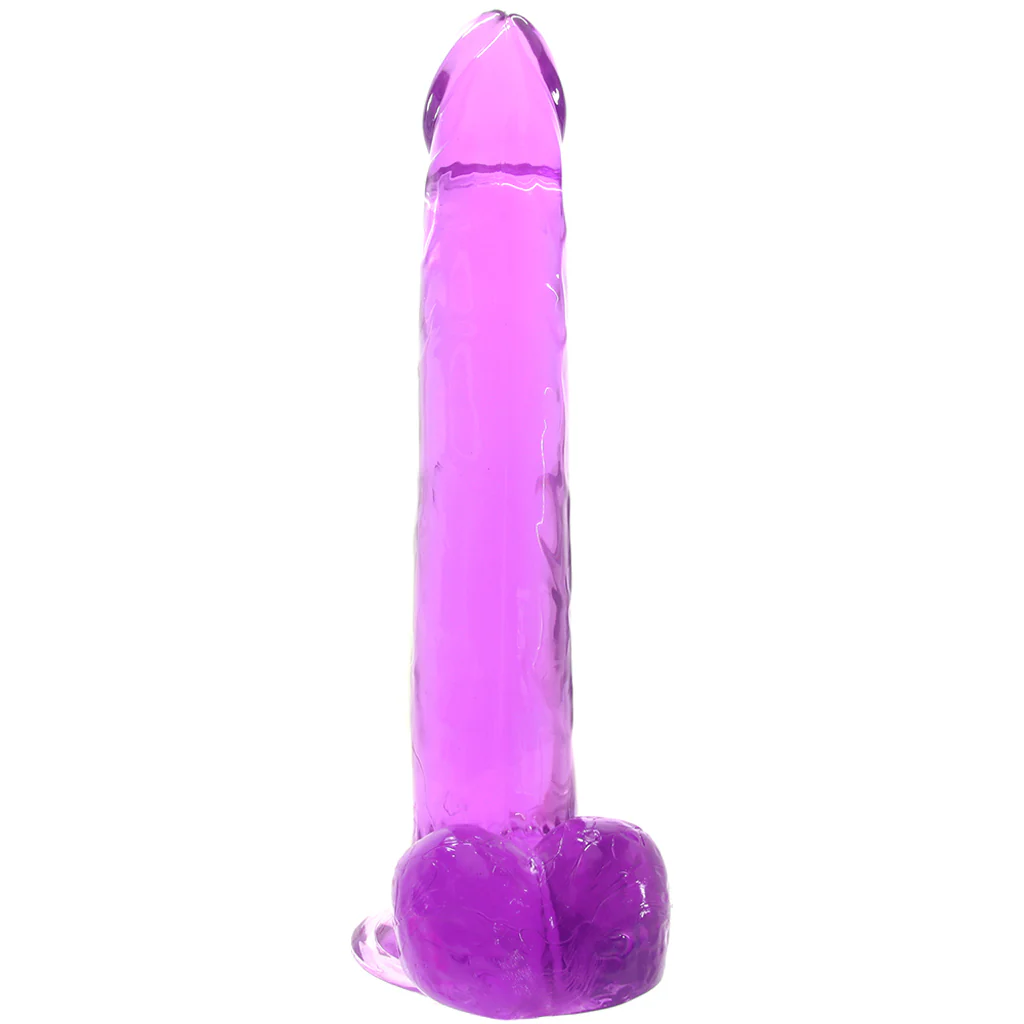 Size Queen 10 Inch Jelly Dildo in Purple - Image 2