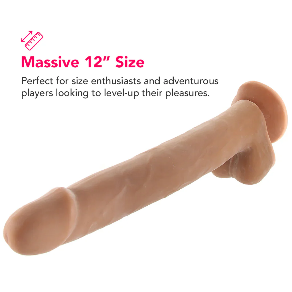Size Queen 12 Inch Dildo in Brown - Image 2