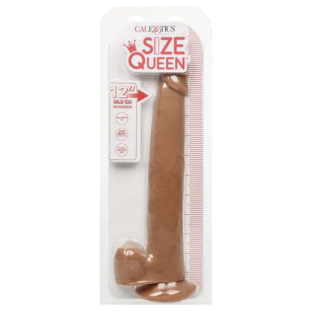 Size Queen 12 Inch Dildo in Brown - Image 6