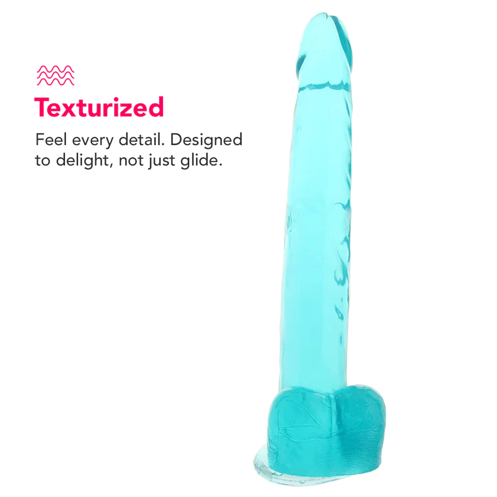 Size Queen 12 Inch Jelly Dildo in Blue - Image 3