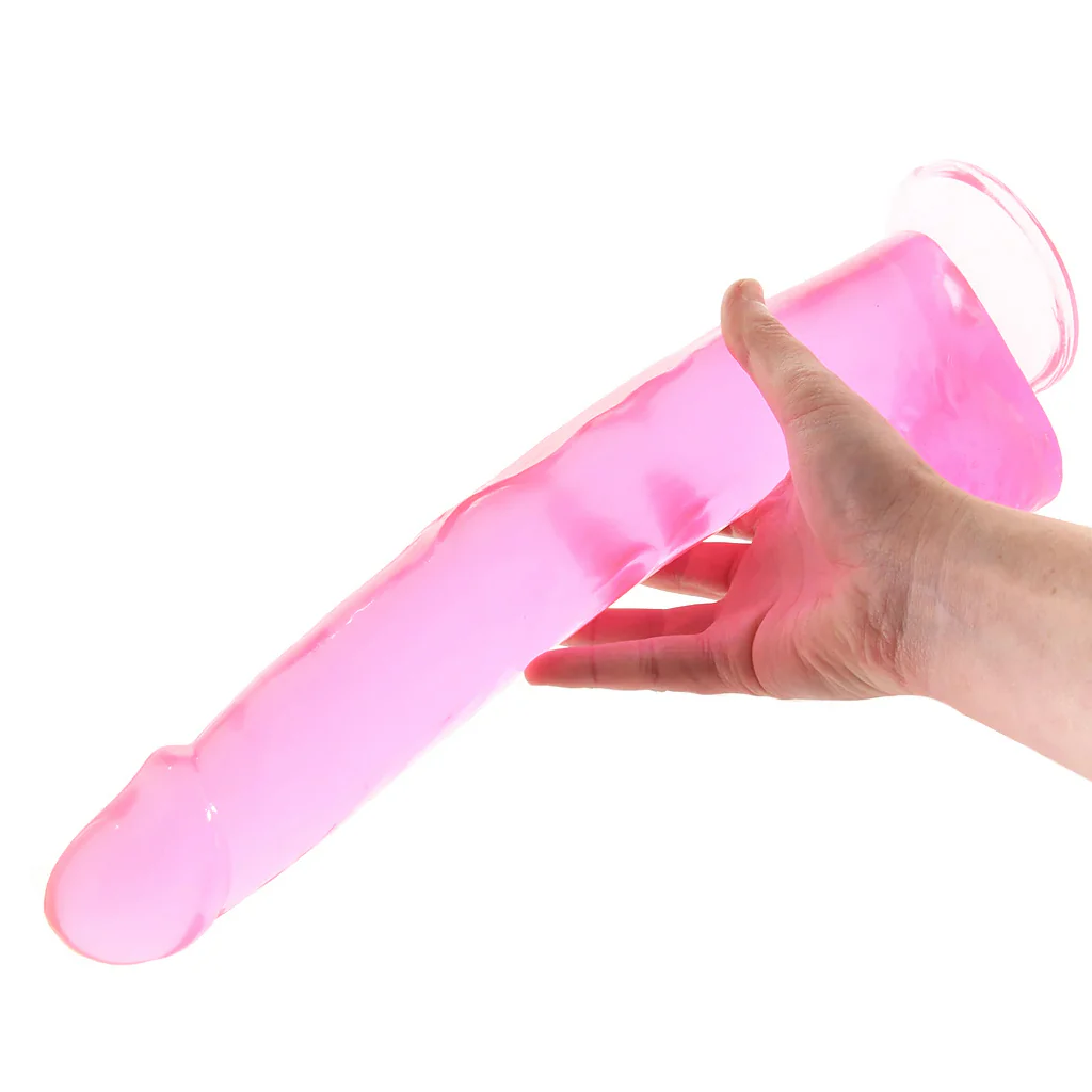 Size Queen 12 Inch Jelly Dildo in Pink - Image 4