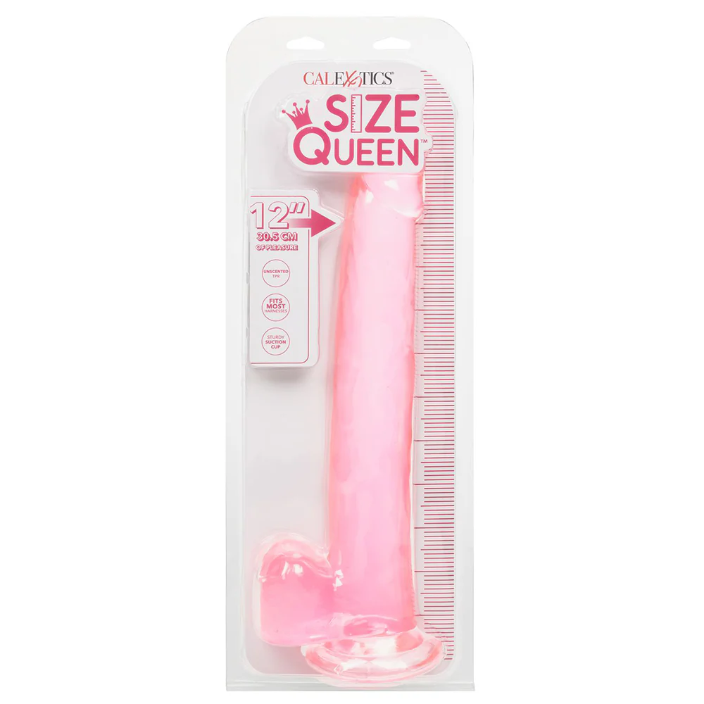 Size Queen 12 Inch Jelly Dildo in Pink - Image 6