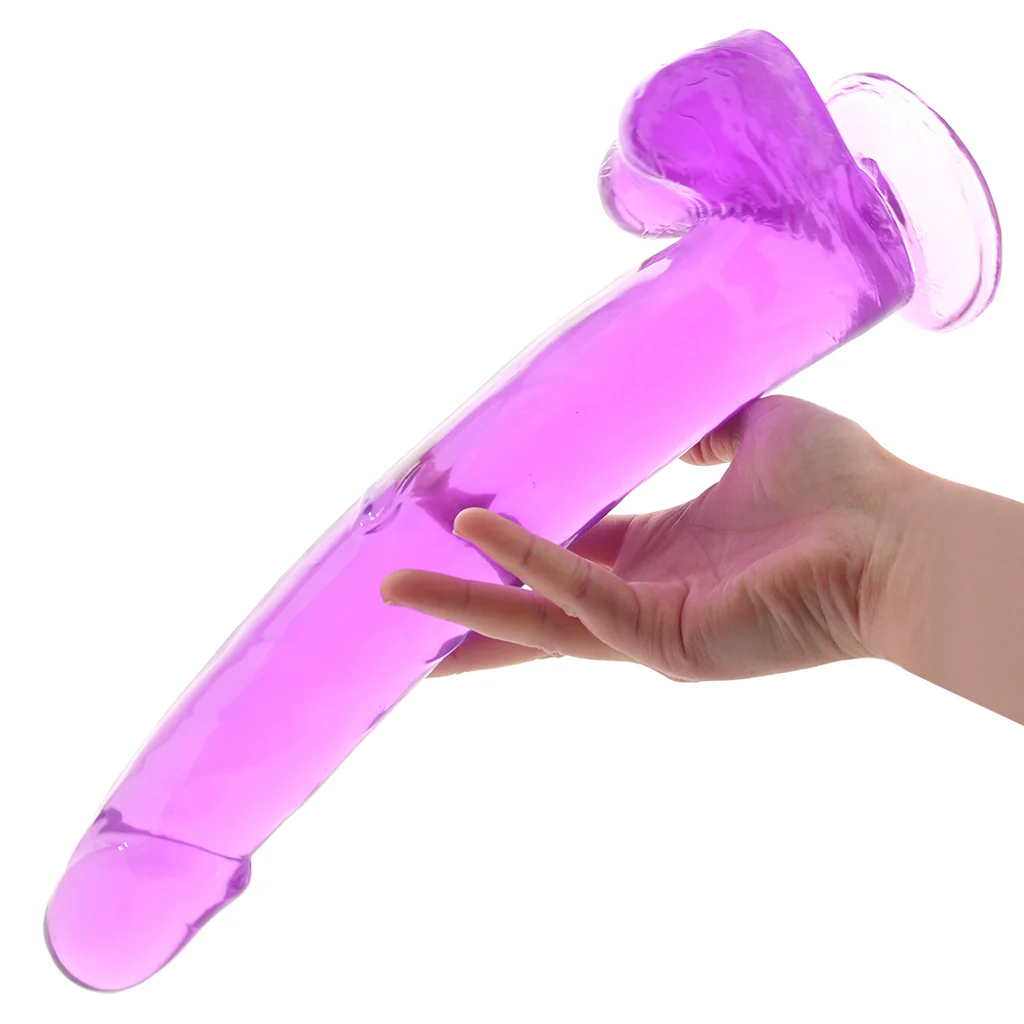 Size Queen 12 Inch Jelly Dildo in Purple - Image 4