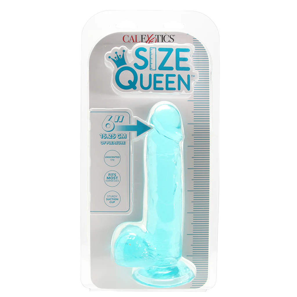 Size Queen 6 Inch Jelly Dildo in Teal - Image 6