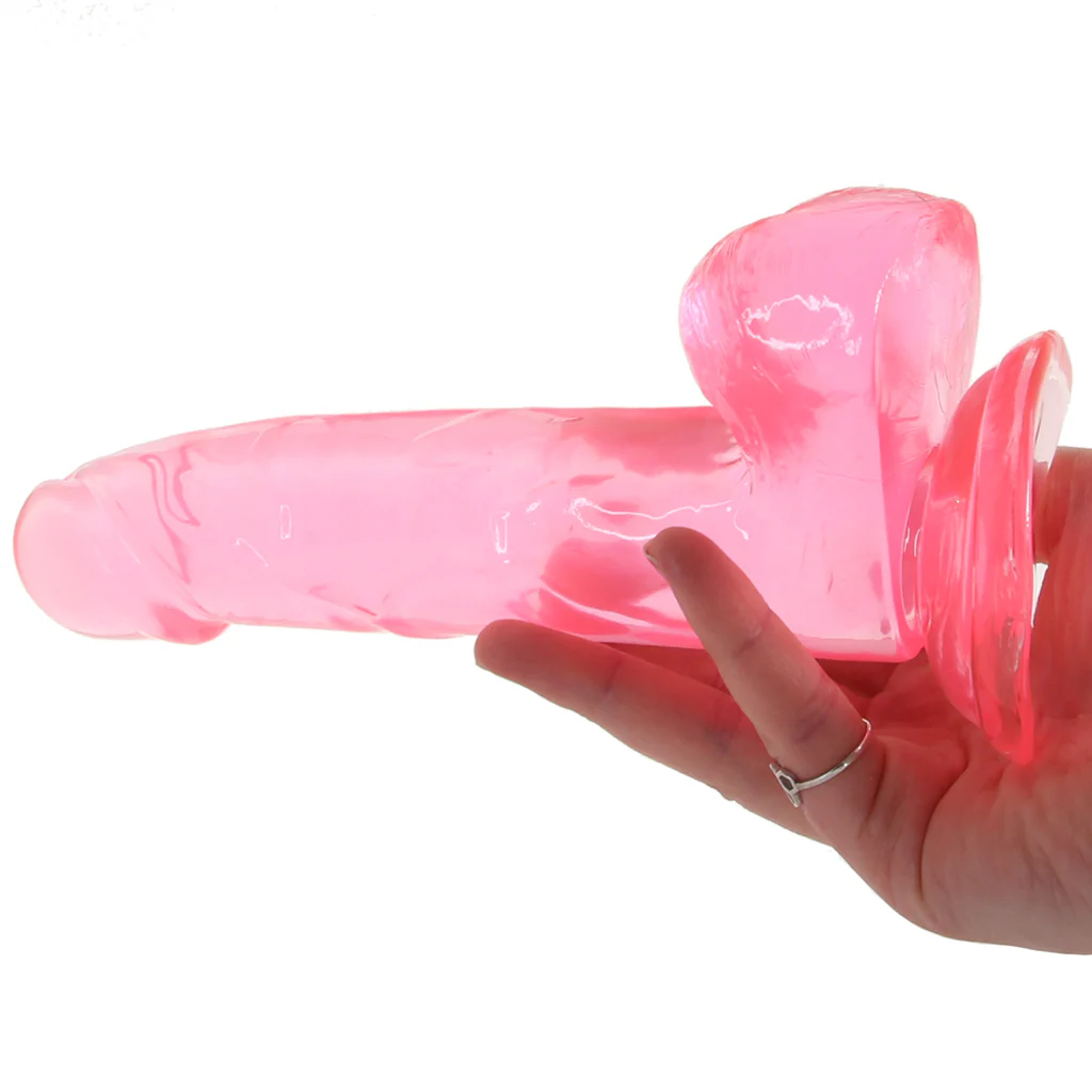 Size Queen 6 Inch Jelly Dildo in Pink - Image 4