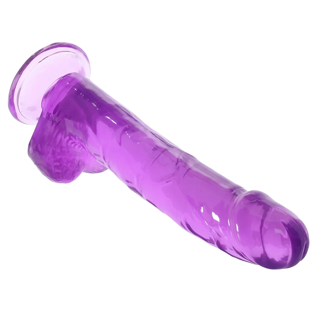 Size Queen 8 Inch Jelly Dildo in Purple - Image 2