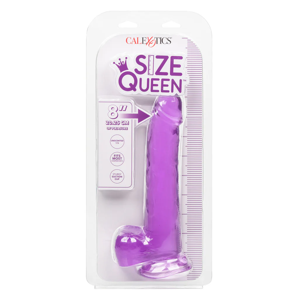 Size Queen 8 Inch Jelly Dildo in Purple - Image 6