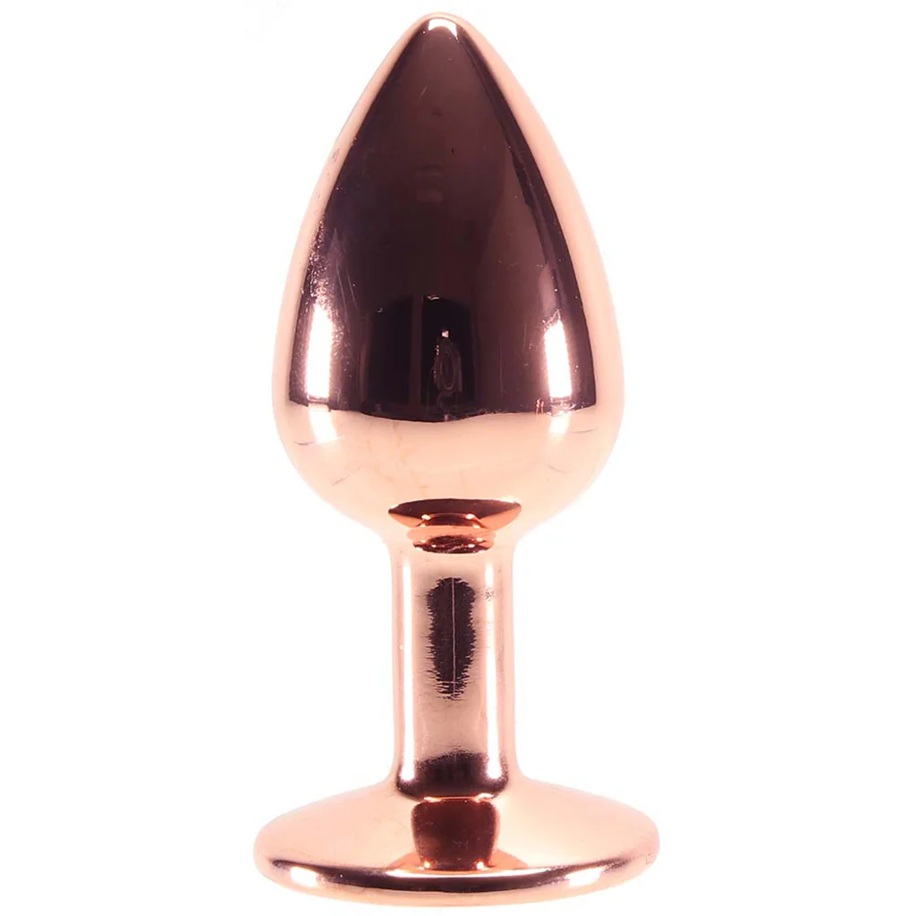 Small Aluminum Plug with Clear Gem in Rose Gold - Image 2
