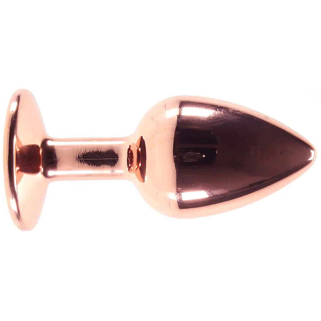 Small Aluminum Plug with Clear Gem in Rose Gold - Image 3