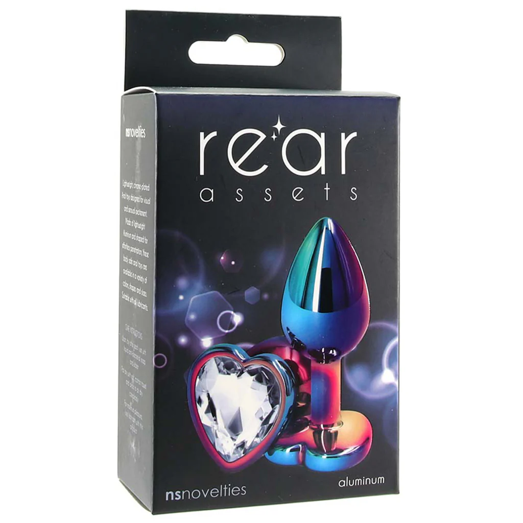 Small Aluminum Plug with Clear Heart Gem in Multicolor - Image 6