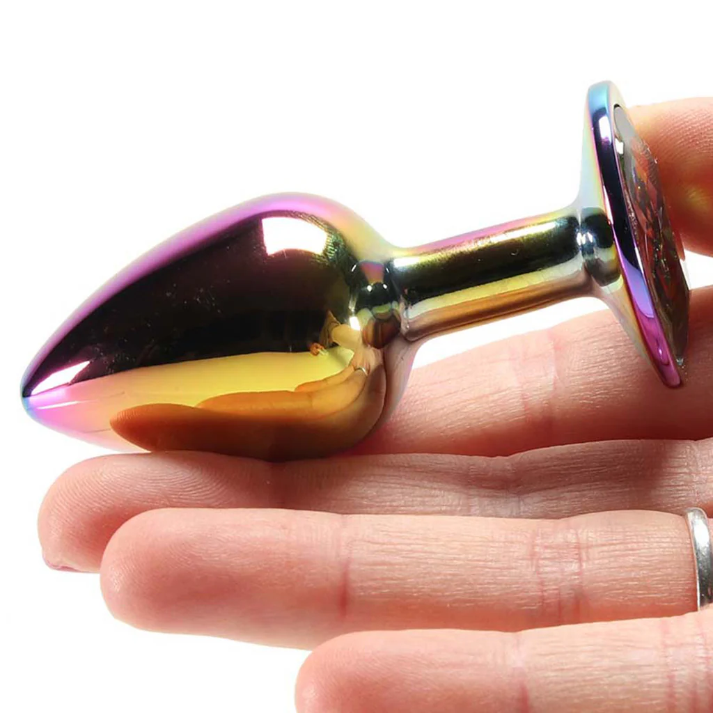 Small Aluminum Plug with Pink Gem in Multicolor - Image 4