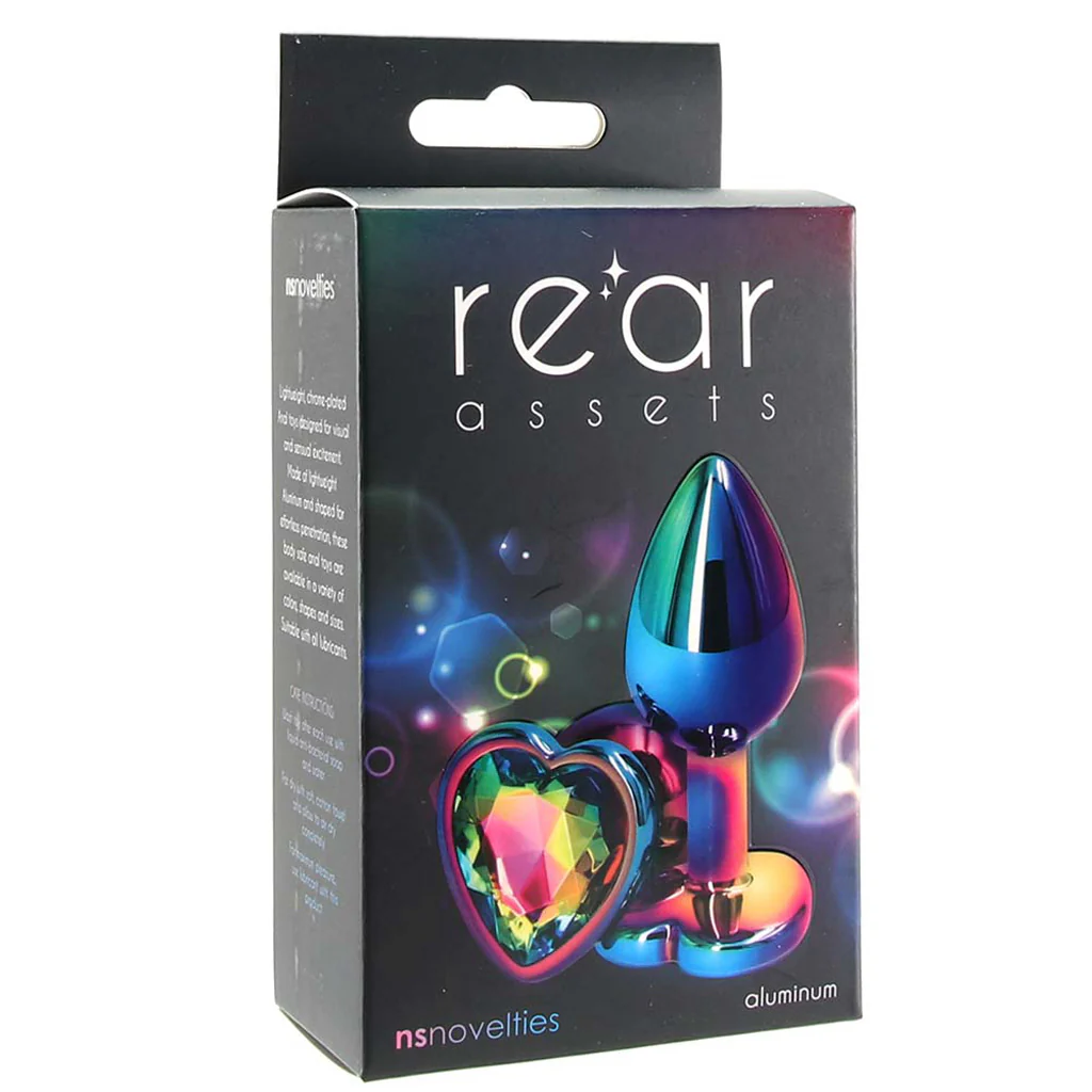 Small Aluminum Plug with Rainbow Heart Gem in Multicolor - Image 6