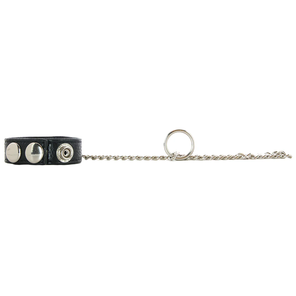 Blue Line Snap Cock Ring with Leash - Image 2