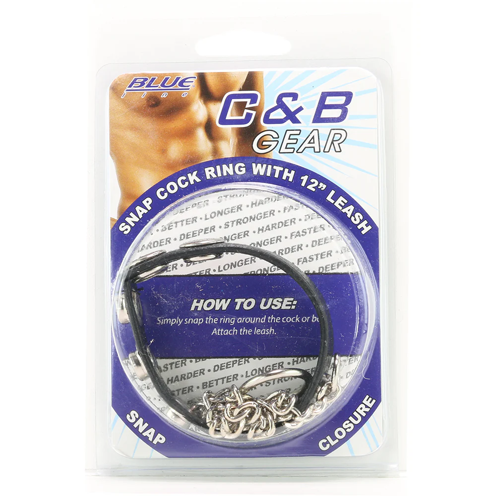 Blue Line Snap Cock Ring with Leash - Image 6