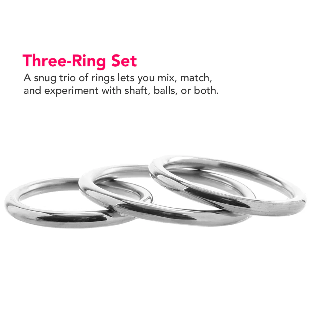 Stainless Steel 3 Piece Cock Ring Set - Image 3