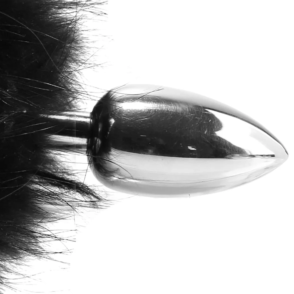 Stainless Steel Butt Plug with Fur Tail - Image 2