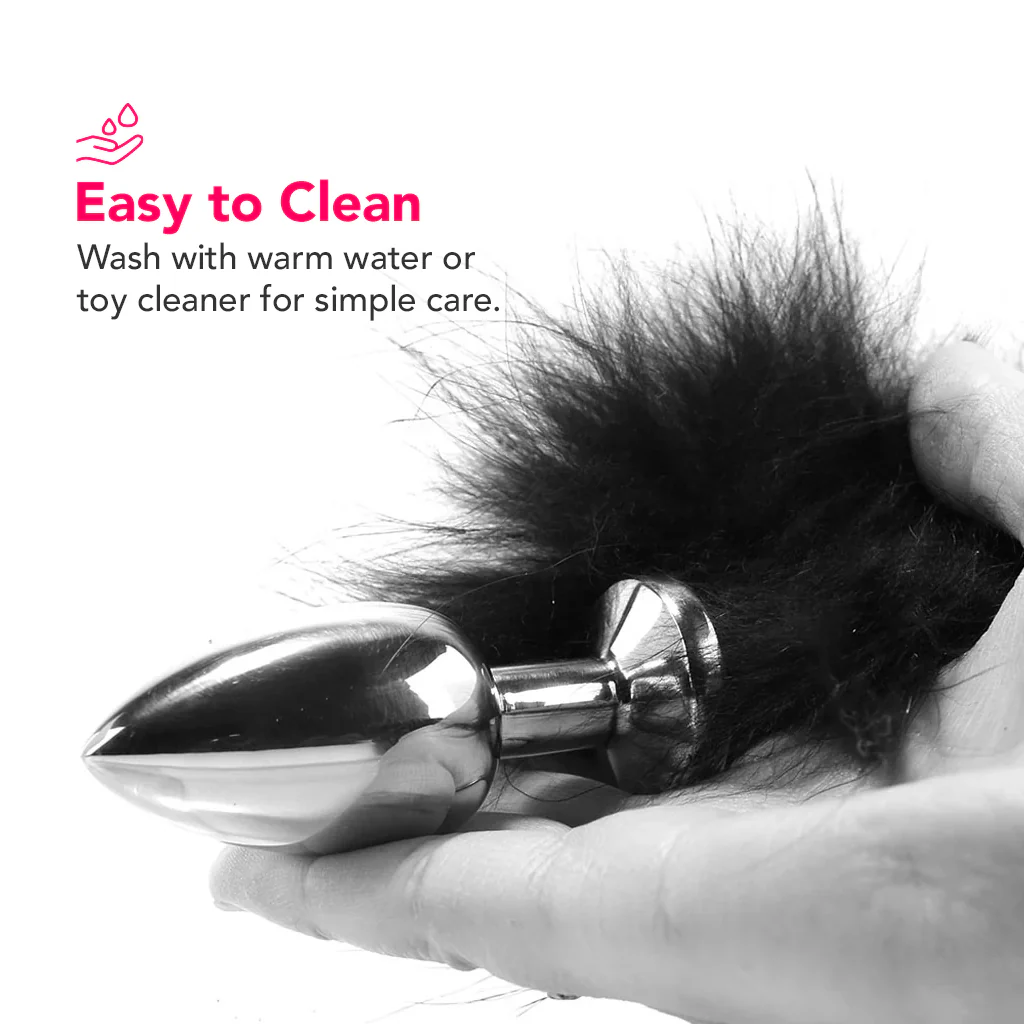 Stainless Steel Butt Plug with Fur Tail - Image 4