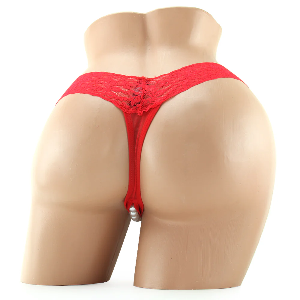 Stimulating Panties with Pearl Pleasure Beads Red /L - Image 4
