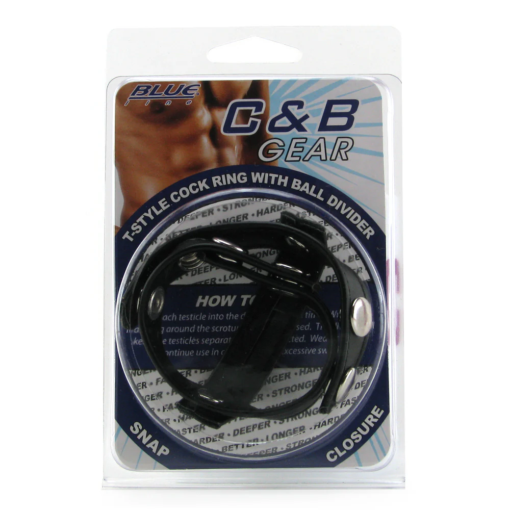 Blue Line T-Style Cock Ring with Ball Divider - Image 6