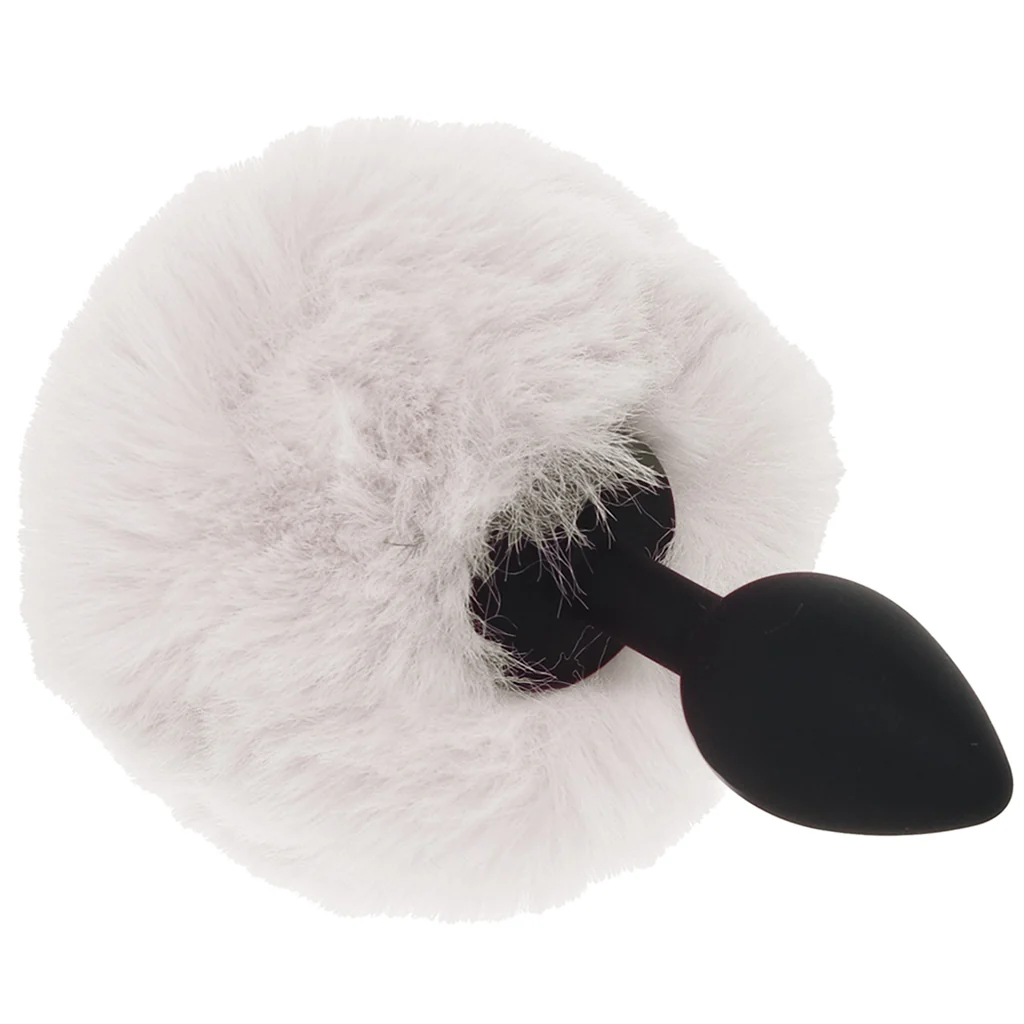 Tailz Fluffy Bunny Tail Silicone Plug in White - Image 2