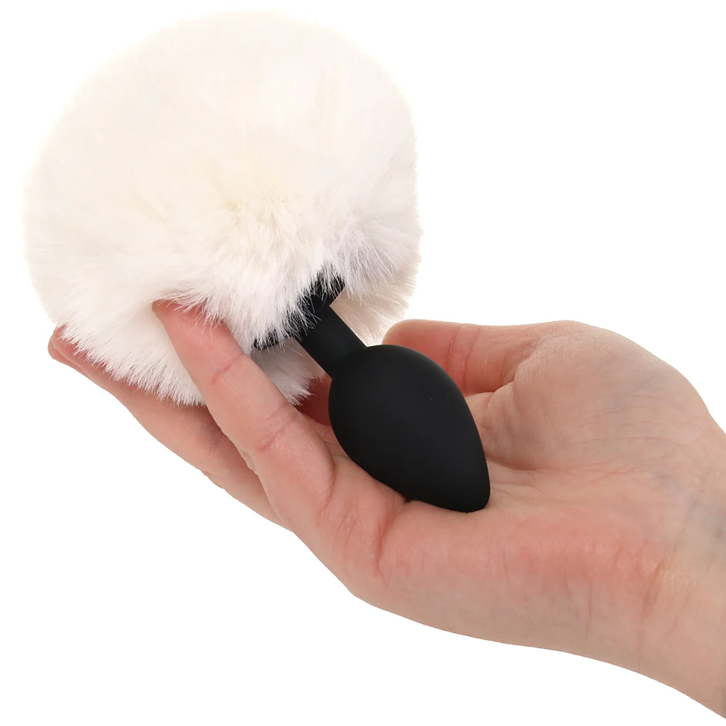 Tailz Fluffy Bunny Tail Silicone Plug in White - Image 6