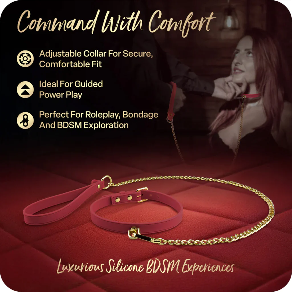 Temptasia Andor Silicone Collar & Leash in Red - Image 8