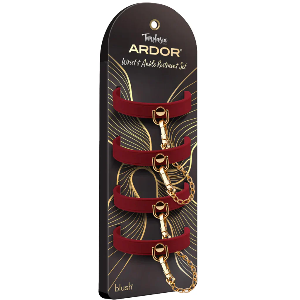 Temptasia Ardor Silicone Wrist & Ankle Restraint Set in Red - Image 9