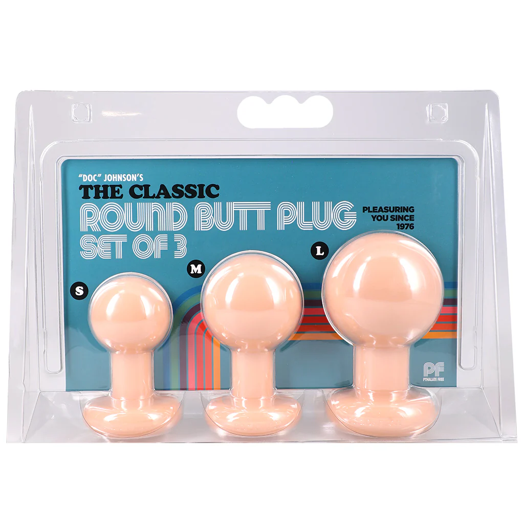 The Classic Round 3 Piece Butt Plug Set in Cream - Image 9