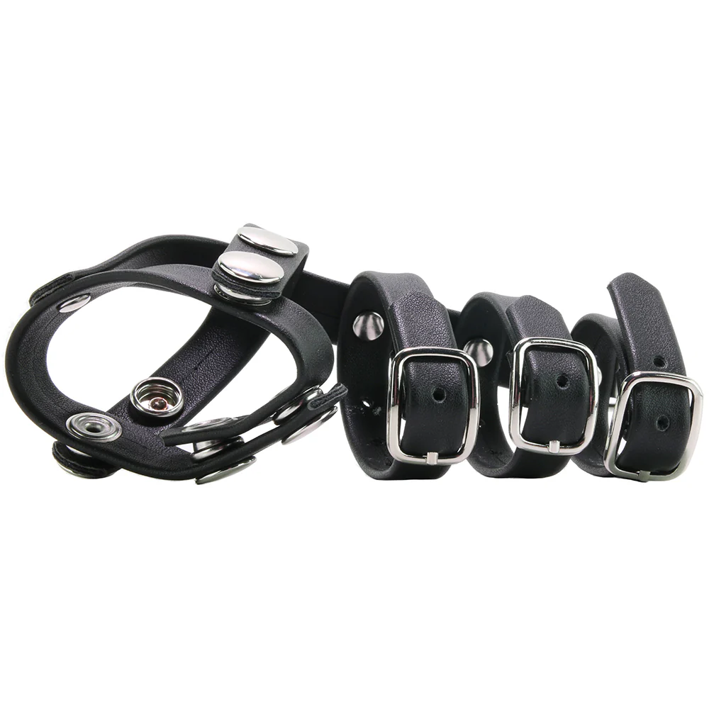 Blue Line Triple Cock and Ball Strap with Leash Lead - Image 4